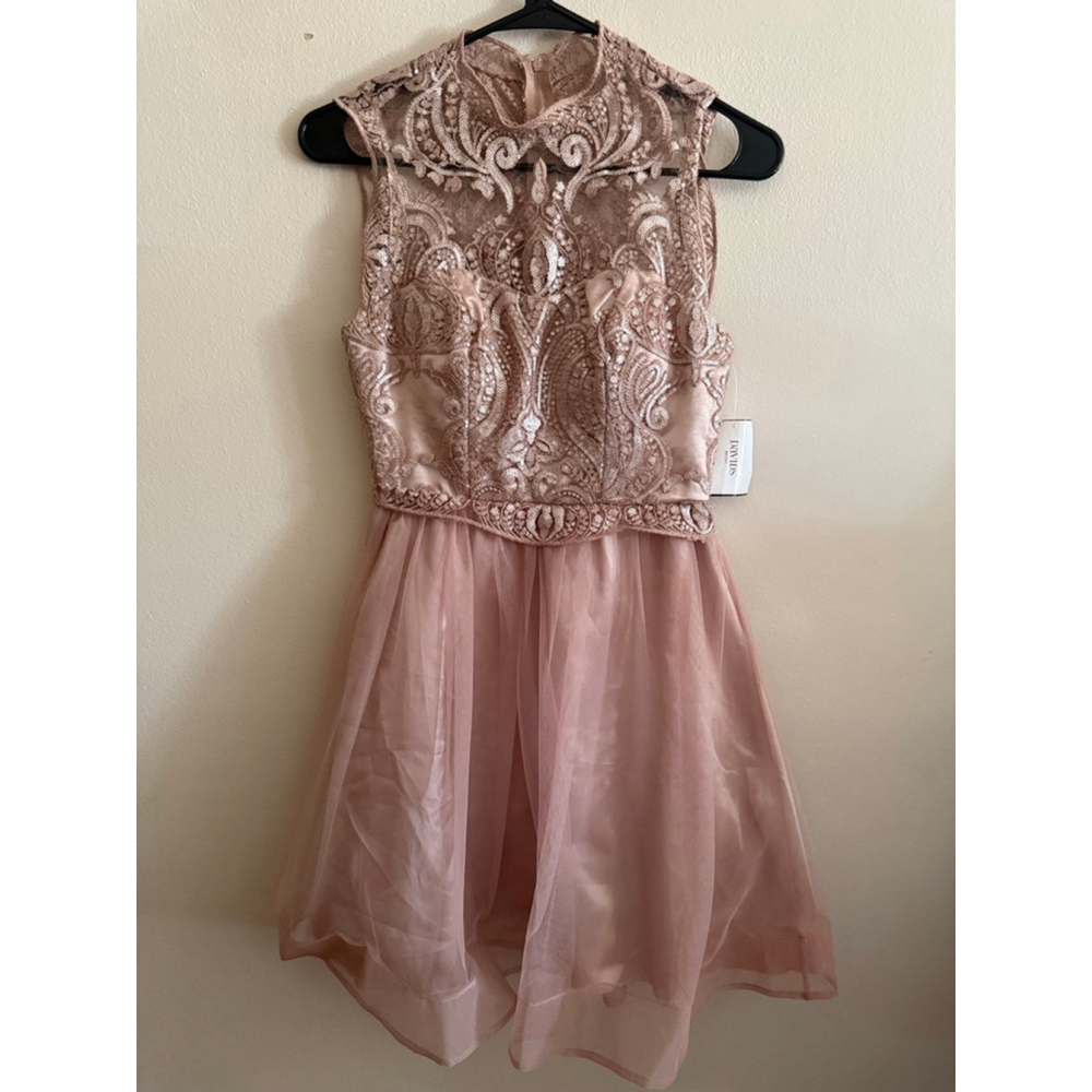 Women's Davids Bridal Rose Gold Sequin Mini Dress Juniors 3